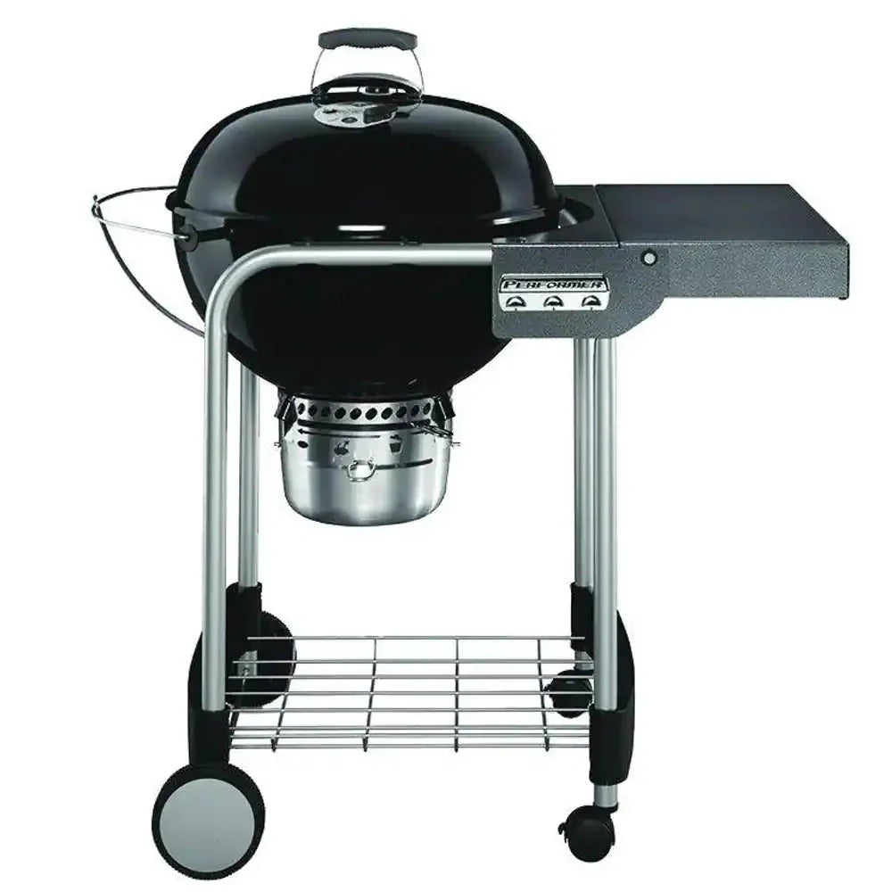 22 in. Performer Charcoal Grill in Black with Built-In Thermometer and Storage Rack 1