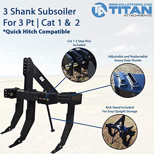 3 Shank Subsoiler Ground Ripper Fits 3 Point Tractor Cat 1 & 2 Quick Hitch Compatible 8