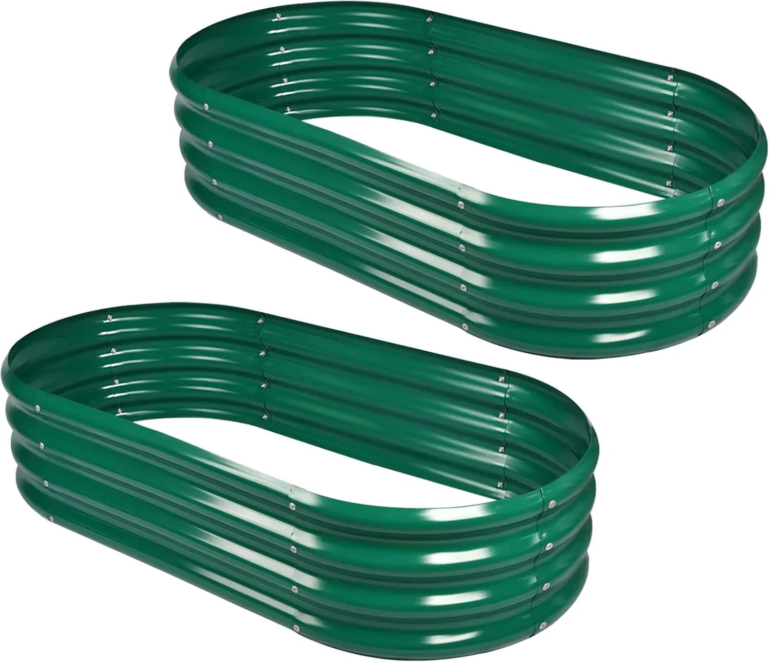 2Pcs Galvanized Raised Garden Bed Kit, 10×4×1ft Galvanized Planter Raised Garden Boxes Outdoor, Oval Large Metal Raised Garden Beds for Vegetables………… 10
