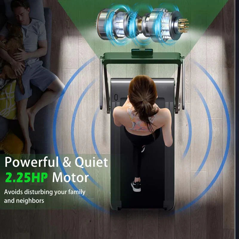 2.5HP 2-in-1 Folding Under Desk Treadmill with Speaker APP Remote Control, Portable Walking Jogging Machine for Home Gym Office 46