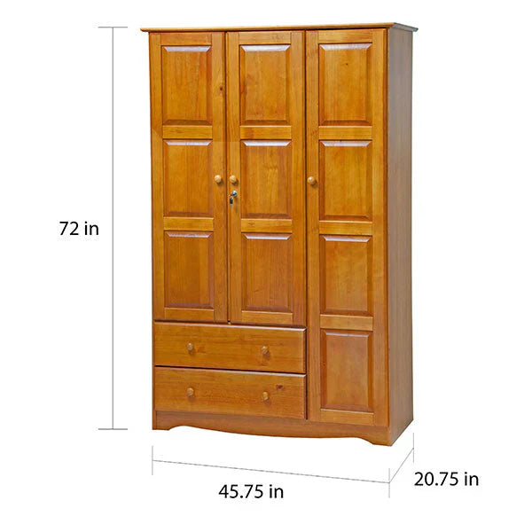 100% Solid Wood Grand Wardrobe Armoire - Mocha 4