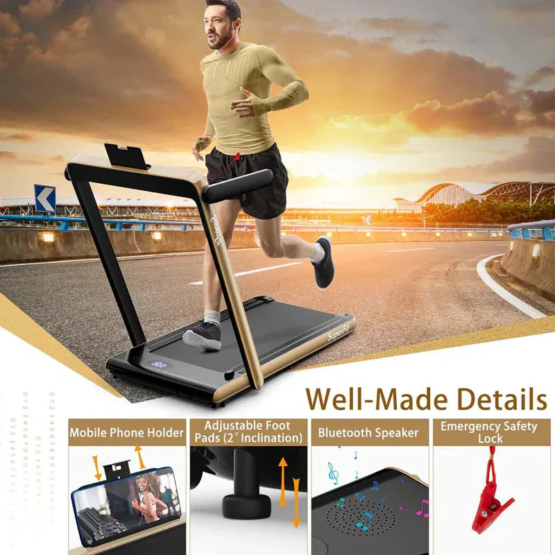 2.5HP 2-in-1 Folding Under Desk Treadmill with Speaker APP Remote Control, Portable Walking Jogging Machine for Home Gym Office 39