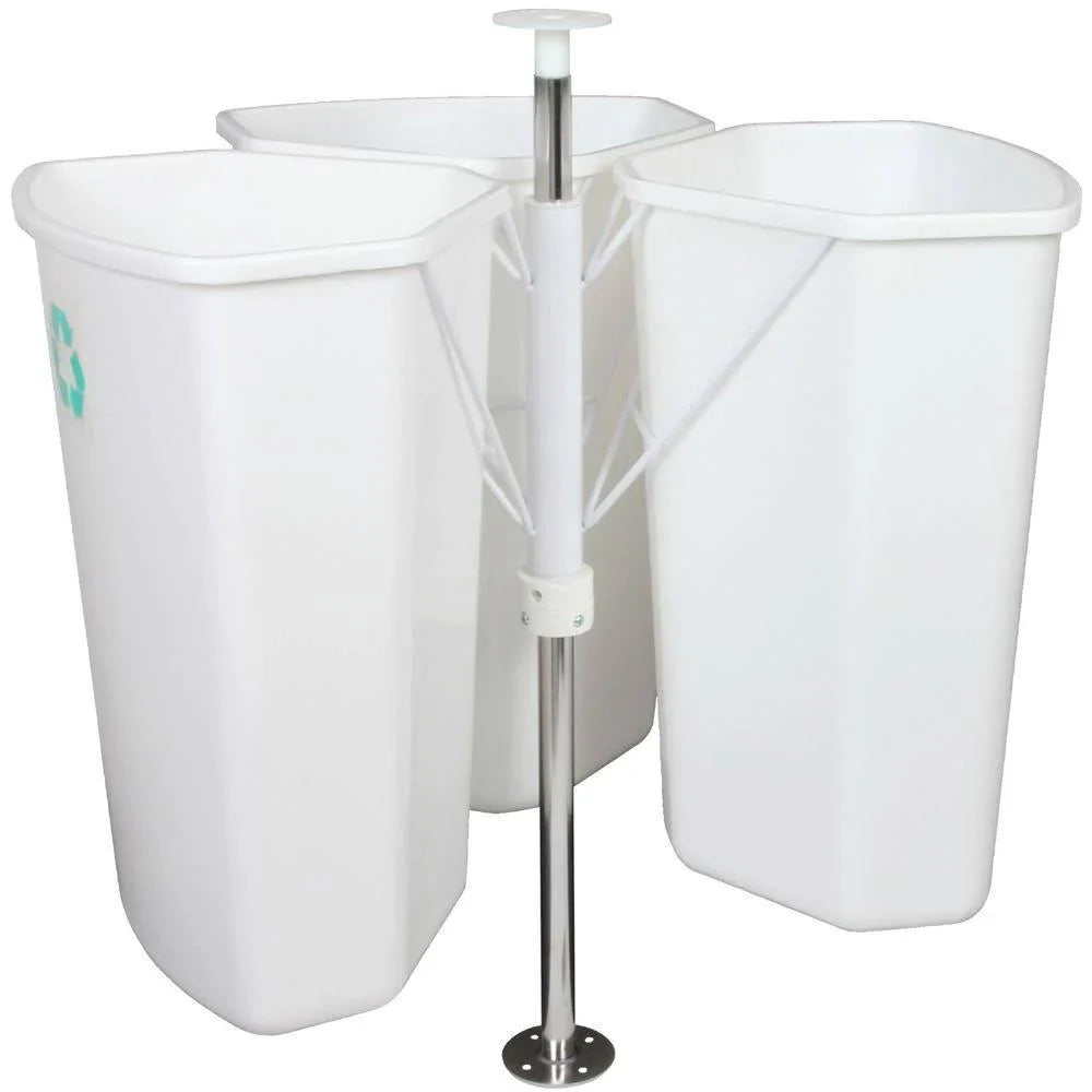 28.5 in. x 27.625 in. x 27.625 in. In Cabinet Corner Trash Can, White 1