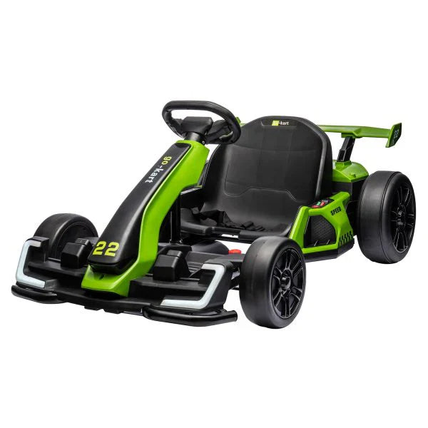 24V Electric Go Kart, with 300W Strong Motor, Drift/Sport Mode, Big Battery, Eva Tire,Length Adjustmen for Outdoor Racing Toy-Green 1