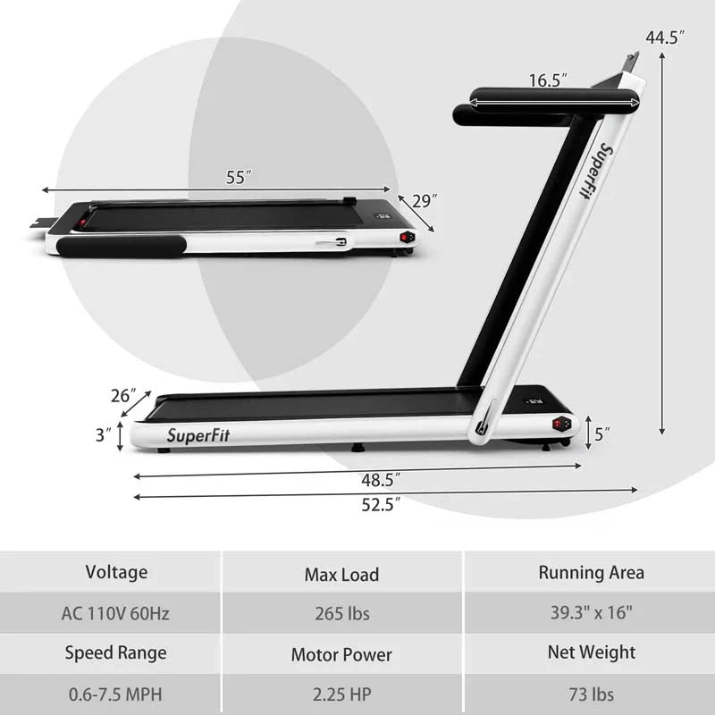 2.5HP 2-in-1 Folding Under Desk Treadmill with Speaker APP Remote Control, Portable Walking Jogging Machine for Home Gym Office 29
