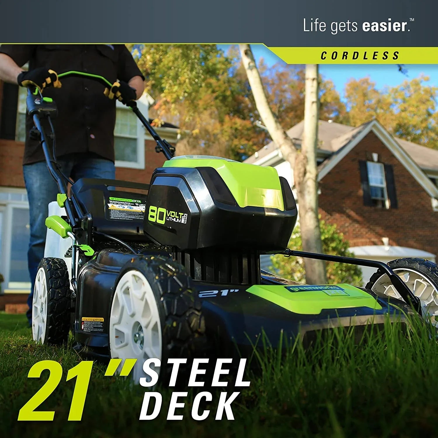 21-Inch 80V Lawn Mower, (2) 2Ah Batteries and Charger Included GLM801601 6