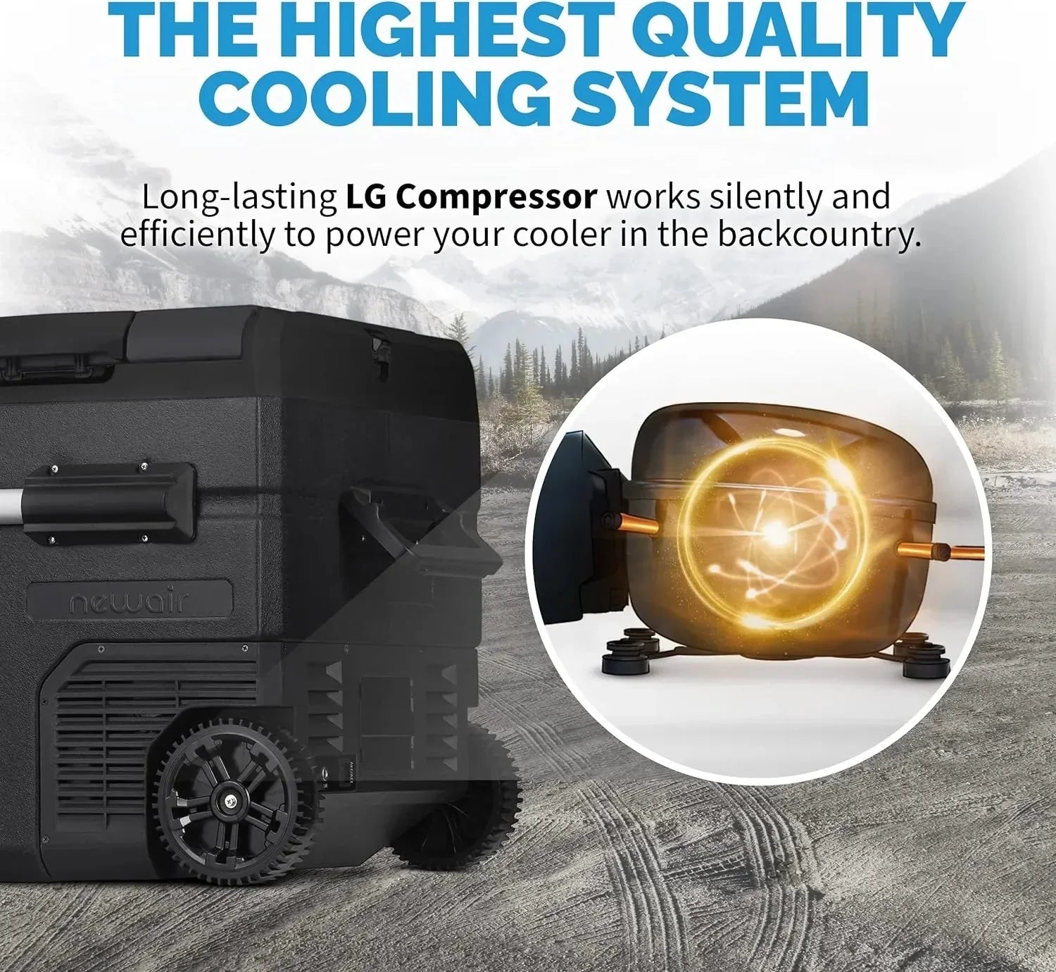 48 Qt. Portable 12v Electric Cooler with LG Compressor, Fridge and Freezer, Rugged Wheels, and Solar Power Input, Perfect Plug-In Cooler for Camping, Trucks, Travel, Car and Home 10