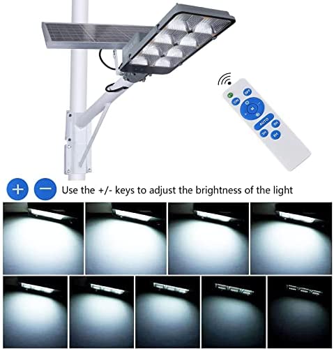 450W Solar Street Flood Lights Outdoor Lamp with Remote Control Dusk to Dawn Security Lighting for Yard Garden Gutter Basketball Court Arena Lawn lm 4