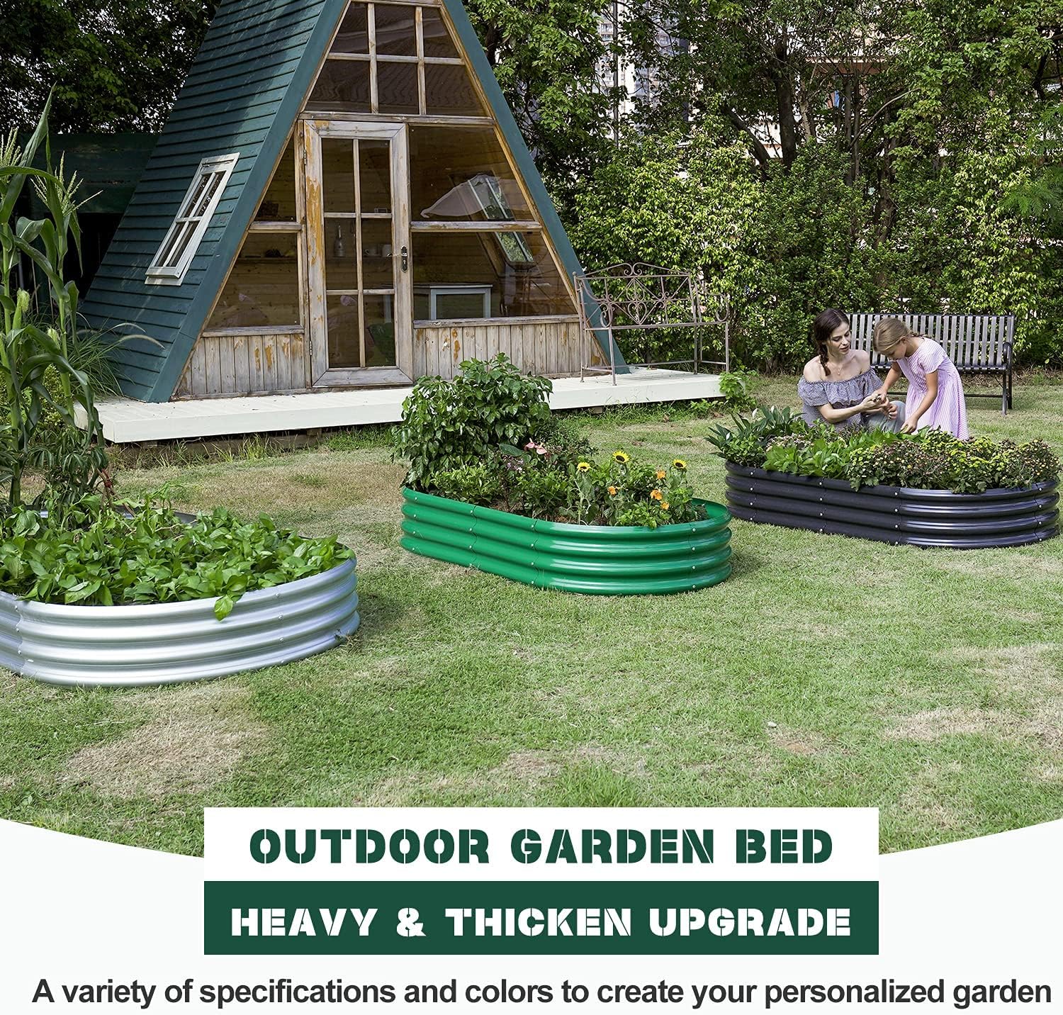 2Pcs Galvanized Raised Garden Bed Kit, 10×4×1ft Galvanized Planter Raised Garden Boxes Outdoor, Oval Large Metal Raised Garden Beds for Vegetables………… 6