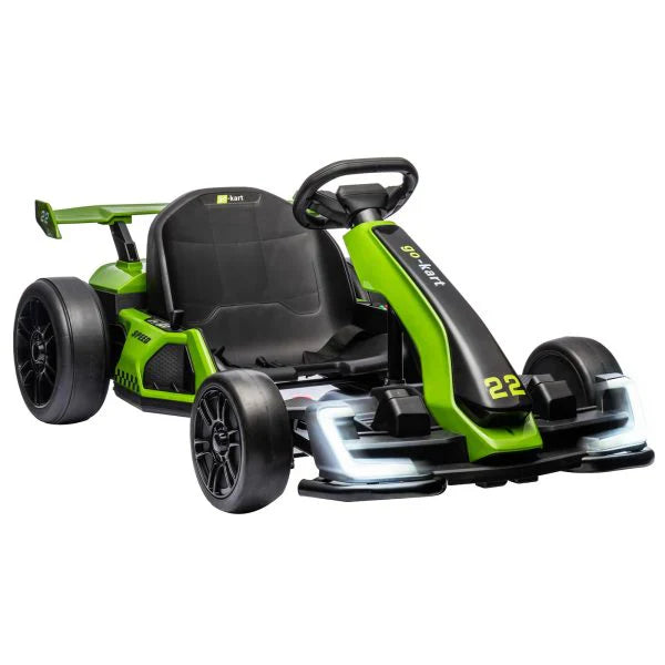 24V Electric Go Kart, with 300W Strong Motor, Drift/Sport Mode, Big Battery, Eva Tire,Length Adjustmen for Outdoor Racing Toy-Green 2