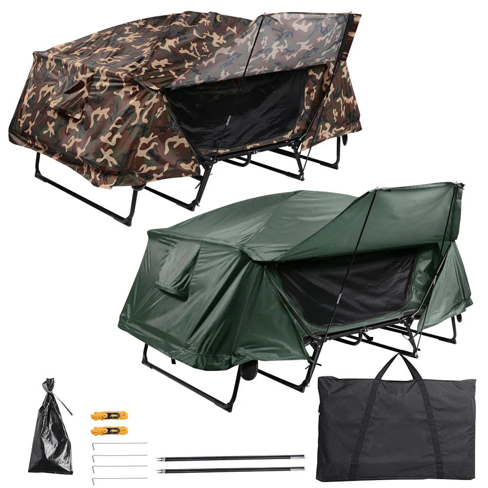 2-Person Cot Tent Camping Folding Off the Gound Tent with Fly 4-Legs 1